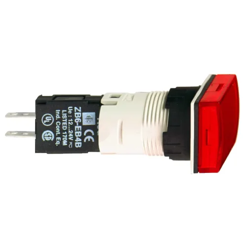 Schneider Electric XB6DV4BB 12...24V Entegre LED'li Dikdörtgen Kırmızı Eksiksiz Pilot Işığı Ø16 - 1