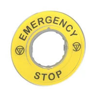 Schneider Electric ZBY9320 Acil Durdurma Butonu için Ø60 Etiket Tutucu Plastik Sarı İşaretsiz EMERGENCY STOP Yazılı - 1