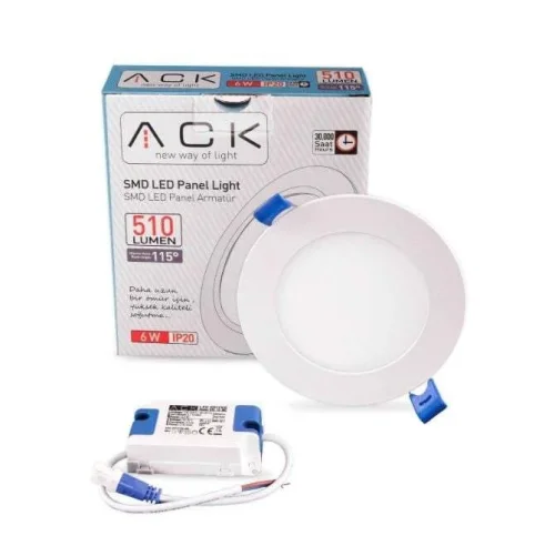 ACK AP01-00630 6500K Beyaz 6W Beyaz Kasa Sıva Altı Yuvarlak Led Panel - 2