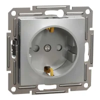 Schneider Electric EPH2900261 Asfora Plus Çocuk Korumalı Topraklı Priz 16A Alüminyum Renk - Çerçevesiz - 1