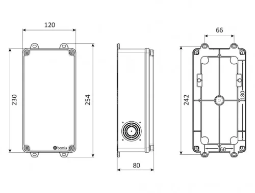 Bemis BB2-0631-0006 Opak Vidalı Kapak IP67 Plastik Buat 120x255x80 - 2
