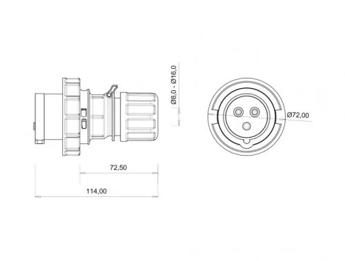 Bemis BC1-1303-7011 CEE Norm IP67 110V-150V Düz Fiş - 2