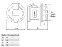 Bemis BC1-1505-2440 CEE Norm IP44 5/16A Somunlu Priz - 2