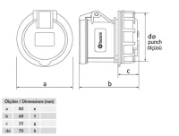 Bemis BC1-3303-2440 CEE Norm IP44 3/32A Somunlu Priz - 2