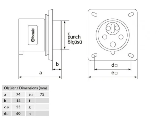 Bemis BC1-3505-2070 CEE Norm IP44 32A Enversör Makine Fişi - 2