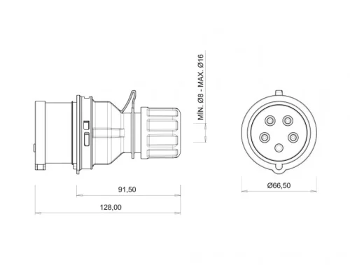 Bemis BCS-1505-2011 CEE Norm IP44 5/16A Düz Fiş - 2