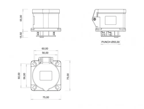 Bemis BCS-1505-2413 CEE Norm IP44 5/16A Makine Prizi - 2