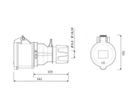 Bemis BCS-3505-2312 CEE Norm IP44 5/32A Uzatma Priz - 2