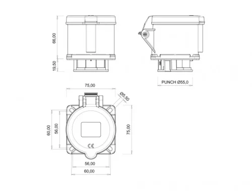Bemis BCS-3505-2413 CEE Norm IP44 5/32A Makine Prizi - 2