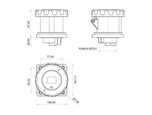 Bemis BCS-4403-7413 CEE Norm IP67 3/63A Makine Prizi - 2