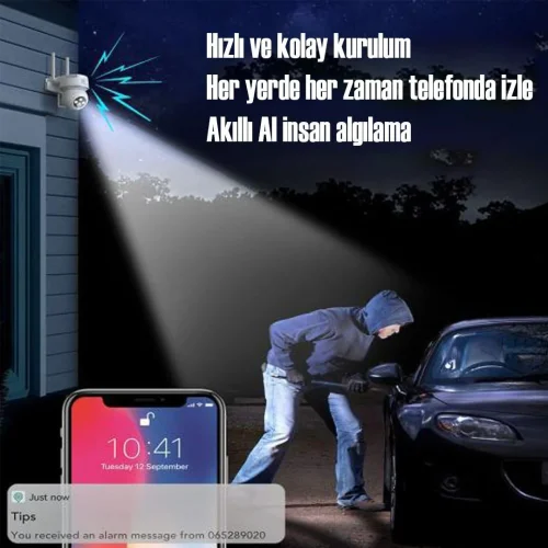 CATA CT-4051 336 Derece Dönebilen Gece Görüşlü Akıllı Dış Mekan Kamera - 2