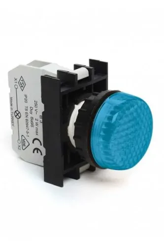 Emas B0M0XM Plastik LED'li 100-230V AC Mavi 22 mm Sinyal - 1