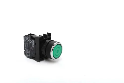 Emas B100FY Plastik 1NO Yaylı Kalıcı Yeşil 22 mm Buton - 1