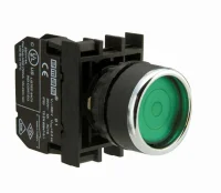 Emas B100FY Plastik 1NO Yaylı Kalıcı Yeşil 22 mm Buton - 2