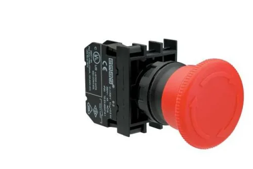 Emas B200E Plastik 1NC Acil Stop 40 mm Çevirmeli Kırmızı 22 mm Buton - 1