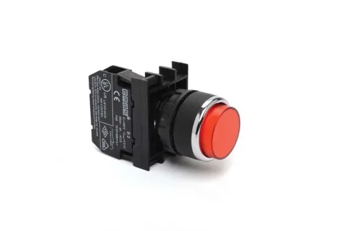 Emas B200HK Plastik 1NC Yaylı Çıkık Kırmızı 22 mm Buton - 1