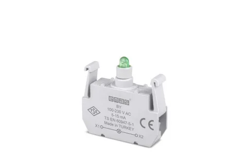 Emas BY LED'li 100-230V AC Yeşil Sinyal Blok - 1