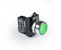 Emas CM100DY Metal 1NO Yaylı Düz Yeşil 22 mm Buton - 1