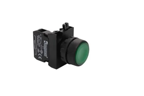 Emas CP100DY Plastik 1NO Yaylı Düz Yeşil 22 mm Buton - 1