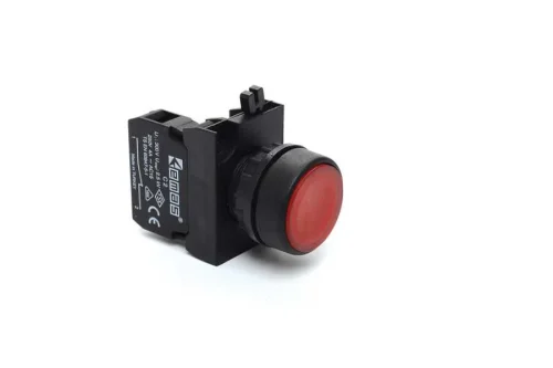 Emas CP200DK Plastik 1NC Yaylı Düz Kırmızı 22 mm Buton - 1