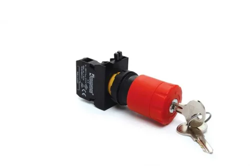 Emas CP200EA30 Plastik 1NC Acil Stop 30 mm Çevirmeli Anahtarlı Kırmızı 22 mm Buton - 1