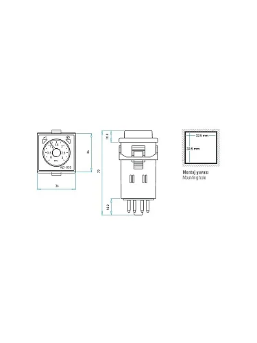 Emas RZ1A2C30M-5 8 Pin'li 230VAC 1CO+1NO 5A (rezistif) 1sn-30dk Analog Zaman Elektronik Röle - 2