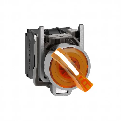 Schneider Electric XB4BK125B5 Harmony XB4 Mandal Buton Ø22 2 Konumlu LED'li 24V AC/DC 1NA+1NK Turuncu - 1