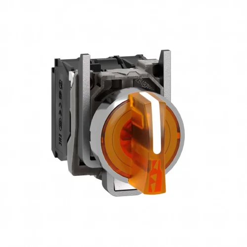 Schneider Electric XB4BK135M5 Harmony XB4 Mandal Buton Ø22 3 Konumlu LED'li 230V AC/ 1NA+1NK Turuncu - 1