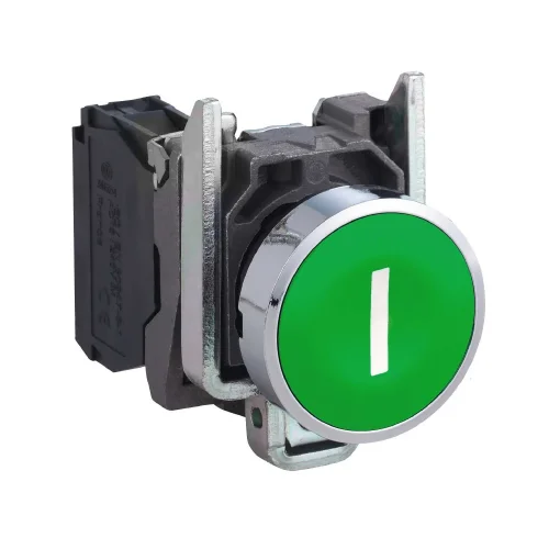 Schneider Electric XB4BA3311 Harmony XB4 Sıva Altı Yaylı Buton Ø22 Yeşil üzerine beyaz 
