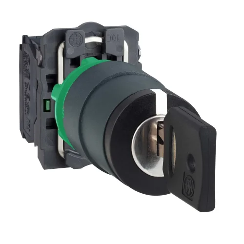 Schneider Electric XB5AG33 Harmony XB5 Kilitli Buton Ø22 3 Konumlu Sabit 2 NA Siyah - 1