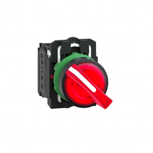 Schneider Electric XB5AK124M5 Harmony XB5 Mandal Buton Ø22 2 Konumlu LED'li 230V AC/ 1NA+1NK Kırmızı - 1