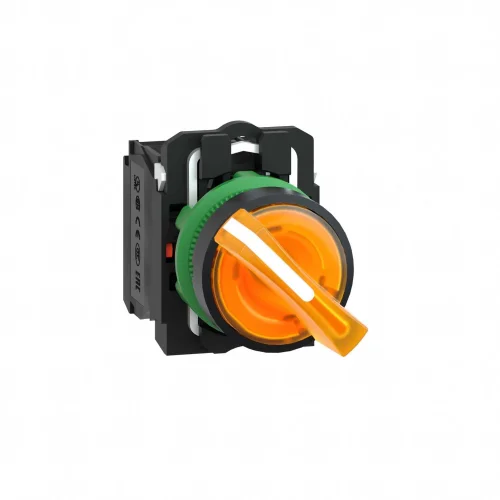 Schneider Electric XB5AK125M5 Harmony XB5 Mandal Buton Ø22 2 Konumlu LED'li 230V AC/ 1NA+1NK Turuncu - 1