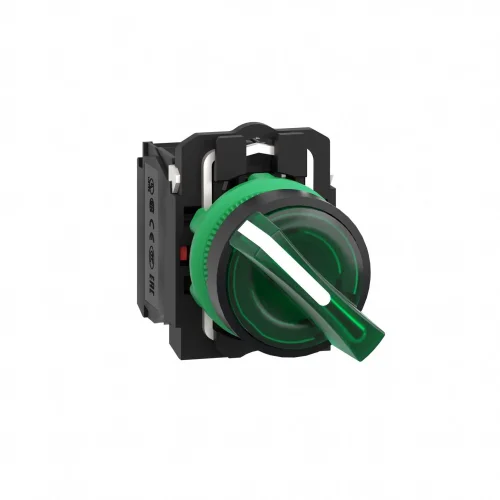 Schneider Electric XB5AK123M5 Harmony XB5 Mandal Buton Ø22 2 Konumlu LED'li 230V AC/ 1NA+1NK Yeşil - 1