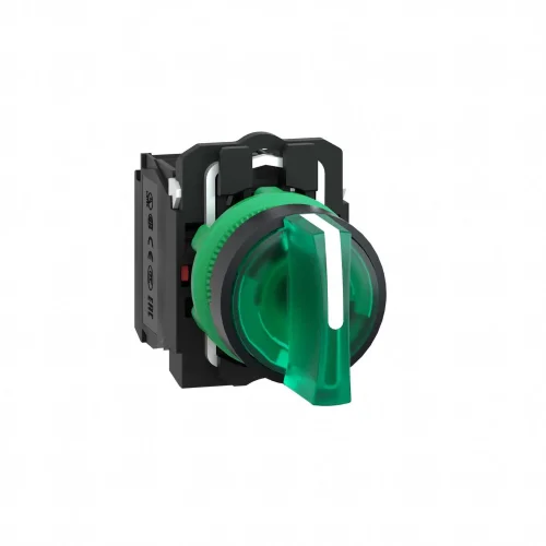 Schneider Electric XB5AK133M5 Harmony XB5 Mandal Buton Ø22 3 Konumlu LED'li 230V AC/ 1NA+1NK Yeşil - 1