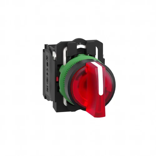 Schneider Electric XB5AK134B5 Harmony XB5 Mandal Buton Ø22 3 Konumlu LED'li 24V AC/DC 1NA+1NK Kırmızı - 1
