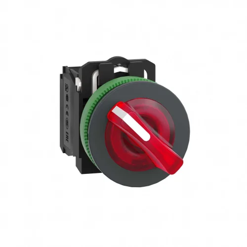 Schneider Electric XB5FK124B5 Harmony XB5 Selektör Anahtar Gömülü Plastik Seri Ø30 2 Pozisyonlu mandal buton LED'li 24 V AC/DC 1 NA+1 NK Kırmızı - 1
