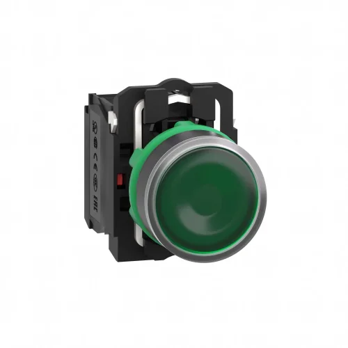 Schneider Electric XB5AW33B5 Harmony XB5 Sıva Altı Ø22 Yaylı Dönüş LED'li 24V AC/DC 1 NA+1 NK Yeşil - 1