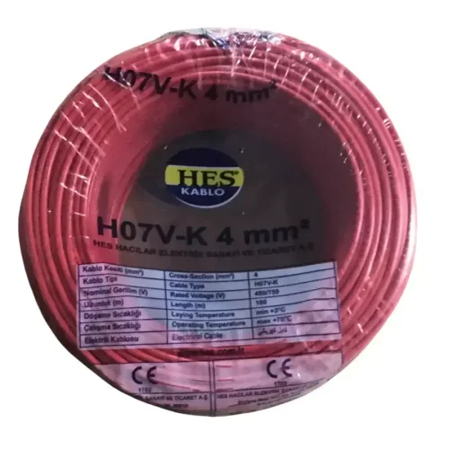 Hes H07V-K 1X4 mm² Kırmızı Renk NYAF Kablo - 1