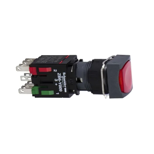 Schneider Electric XB6CW4B2B Kırmızı Kare Sıva Altı Eksiksiz Işıklı Basmlı Ø16 Yaylı Dönüş 1Nk 12...24V - 1