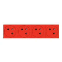 Legrand 077174L Dörtlü Düz Yüzey Ups Priz 45° 16A 250V 8M Kırmızı - 1