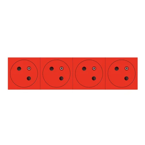 Legrand 077174L Dörtlü Düz Yüzey Ups Priz 45° 16A 250V 8M Kırmızı - 1
