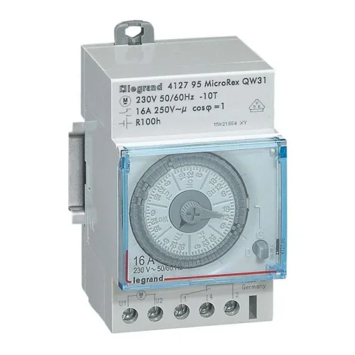 Legrand 412795 Yatay Analog Kadranlı Haftalık Zaman Saati 100 Saat Rezervli 16A 250V - 1