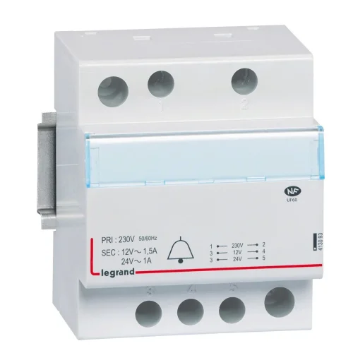 Legrand 413093 Raya Montaj Etiketli Zil Trafosu 230/24V-12V Ac 2Modül Güç 24-18Va - 1