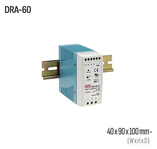 Meanwell DRA-60-24 60W 24VDC DIN Ray AC/DC Güç Kaynağı - 1