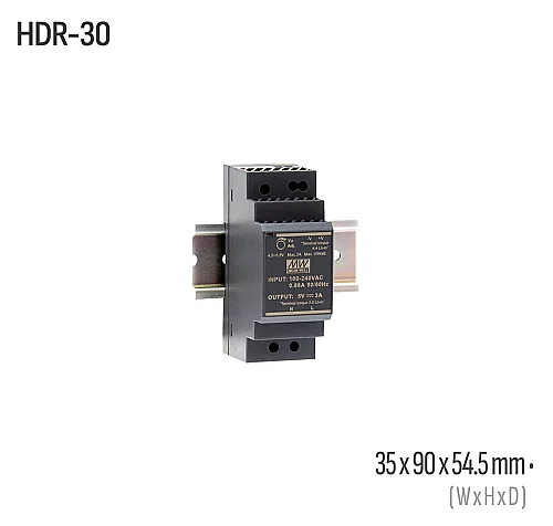 Meanwell HDR-30-5 30W 5VDC DIN Ray AC/DC Güç Kaynağı - 1
