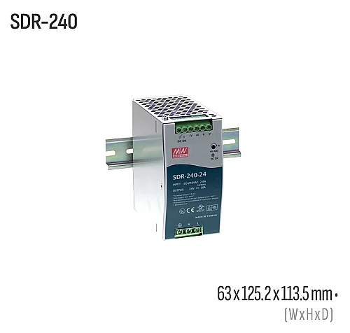 Meanwell SDR-240-24 240W 24VDC DIN Ray AC/DC Güç Kaynağı - 1