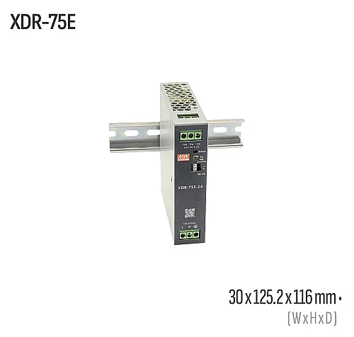 Meanwell XDR-75E-12 75W 12VDC DIN Ray AC/DC Güç Kaynağı - 1