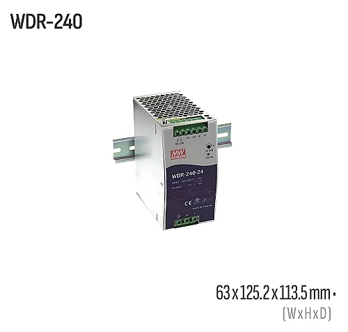 MeanwellWDR-240-24 240W 24VDC DIN Ray AC/DC Güç Kaynağı - 1