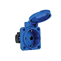 Mete Enerji 404030ST06 1x16A Üst Yan Girişli Contalı Kapaklı Mavi Pano Prizi - 1