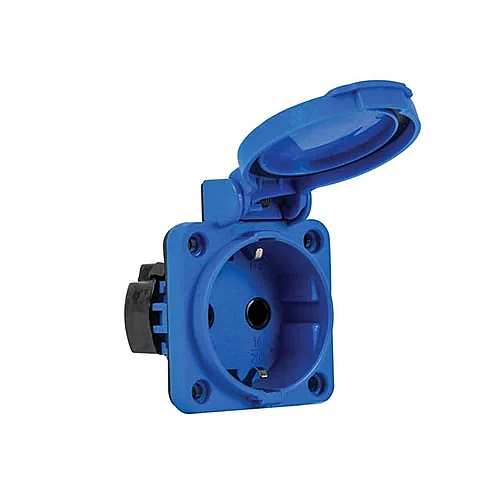 Mete Enerji 404030ST06 1x16A Üst Yan Girişli Contalı Kapaklı Mavi Pano Prizi - 1